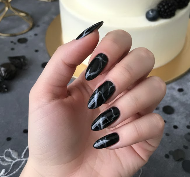 black birthday nails