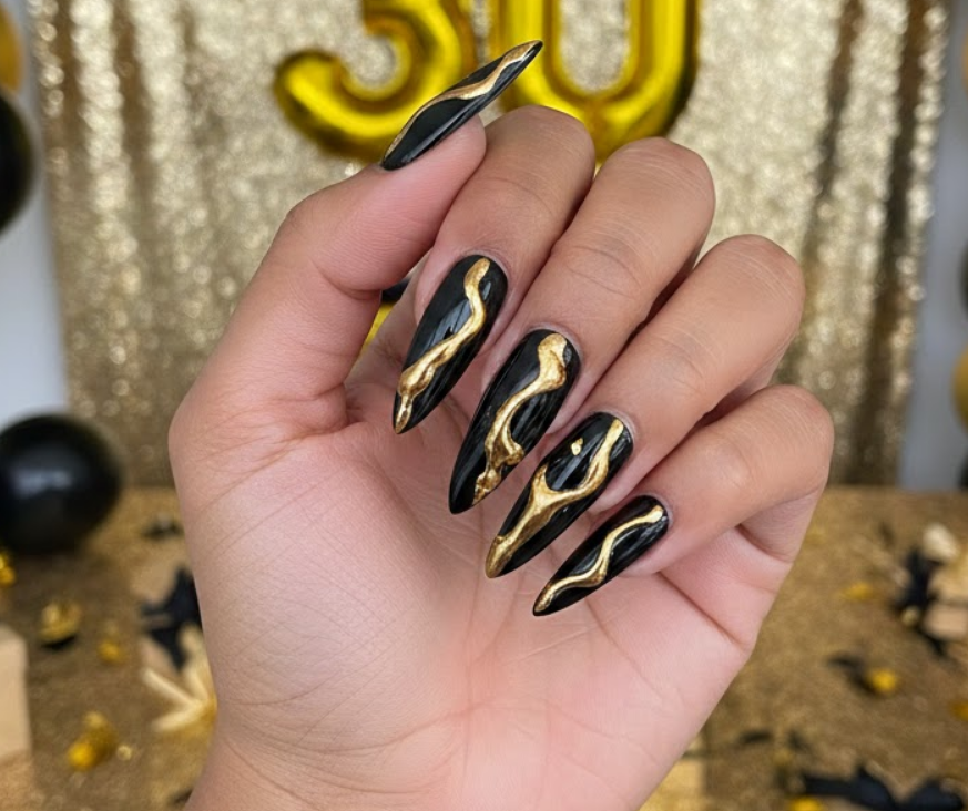 black birthday nails