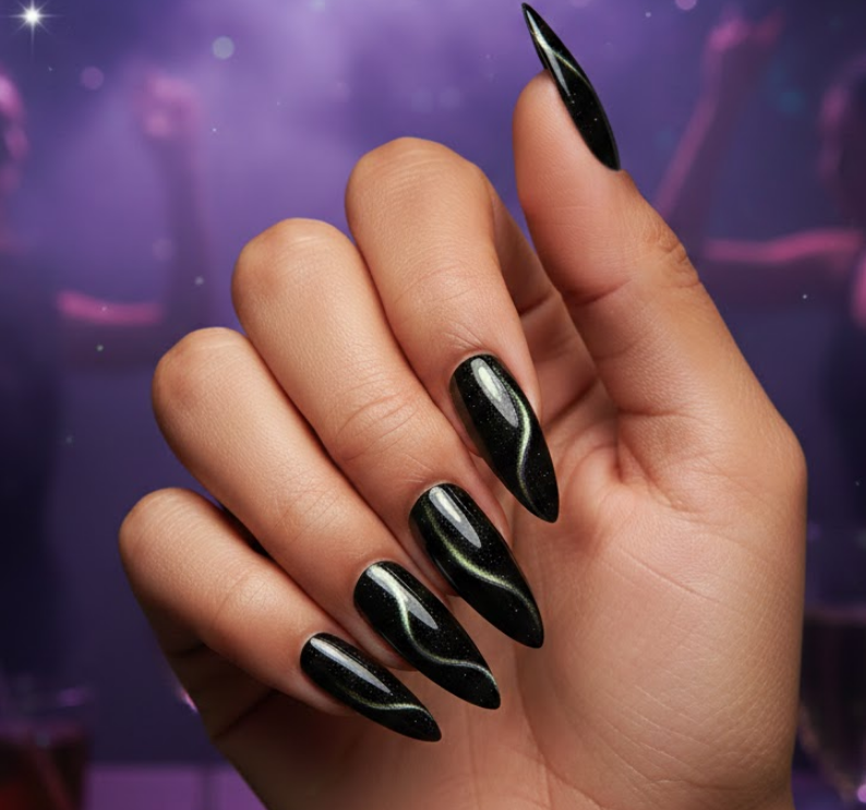 black birthday nails
