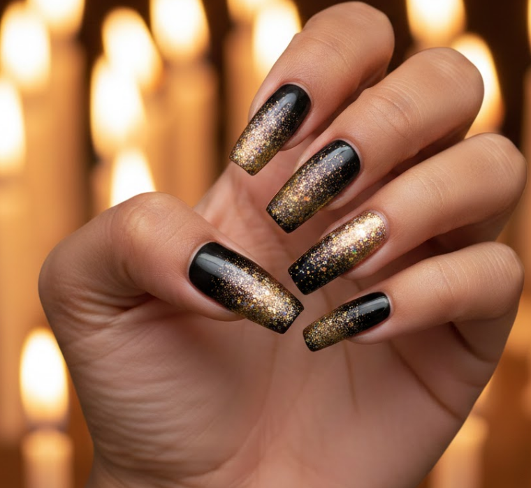 black birthday nails