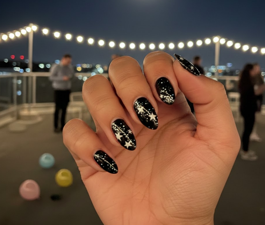 black birthday nails