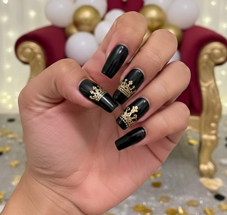 black birthday nails