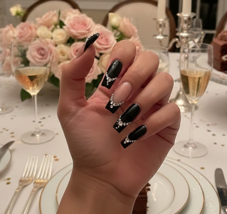 black birthday nails