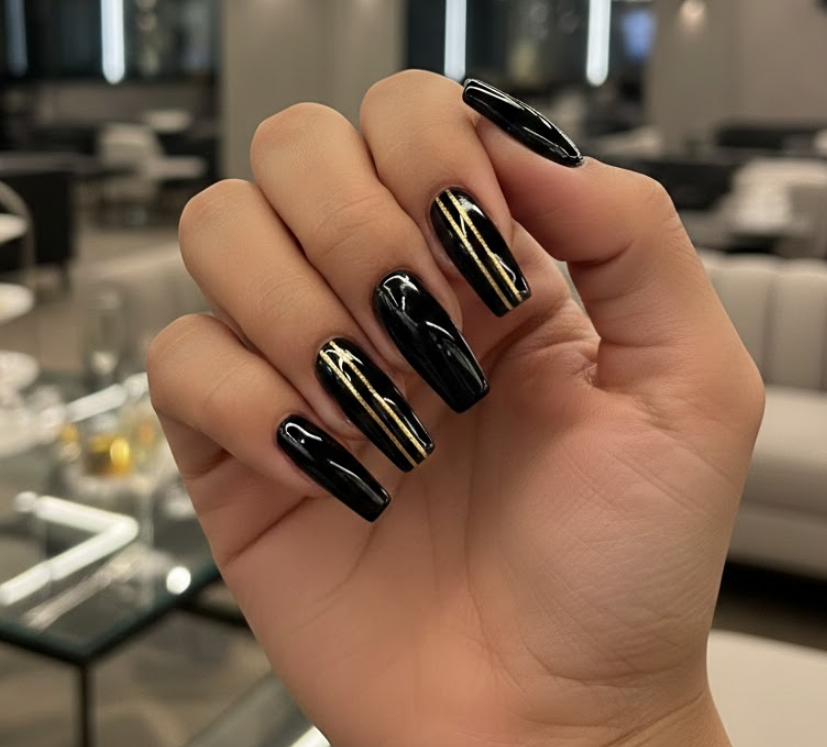 black birthday nails