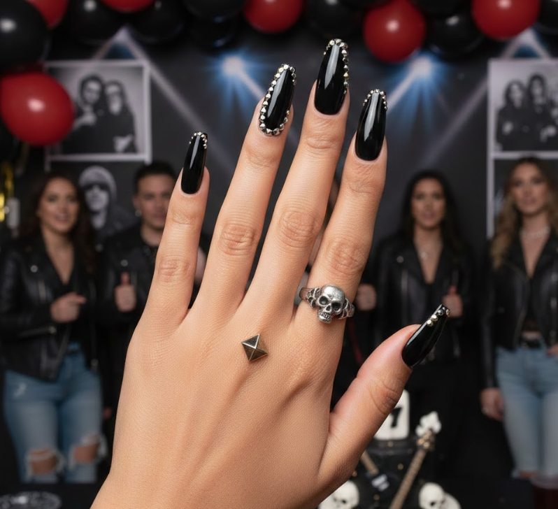 black birthday nails