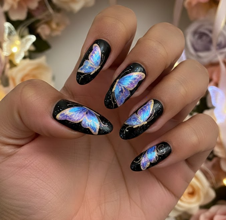 black birthday nails
