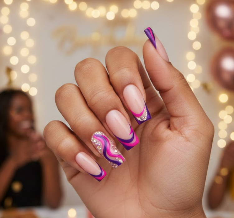 purple birthday nails