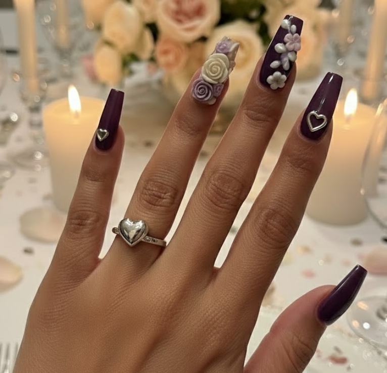 purple birthday nails