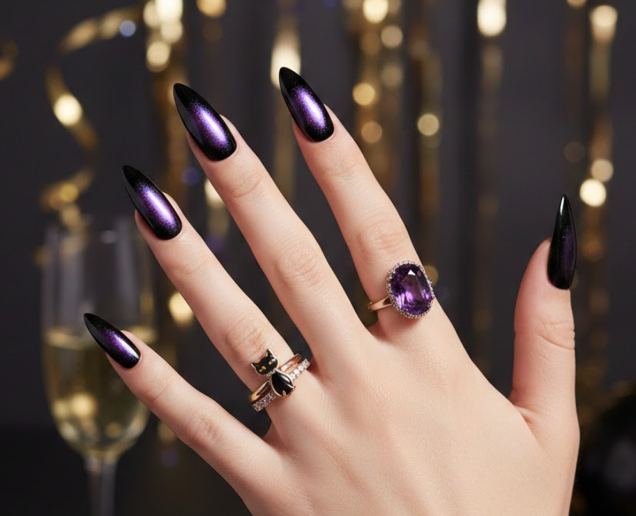 purple birthday nails
