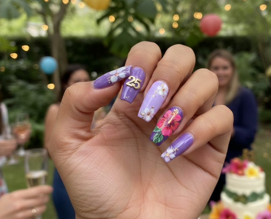 purple birthday nails