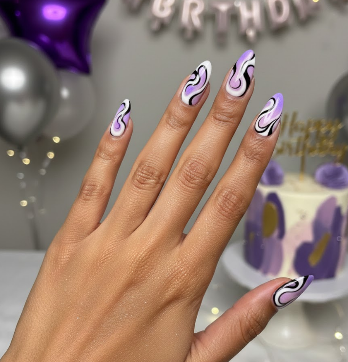 purple birthday nails