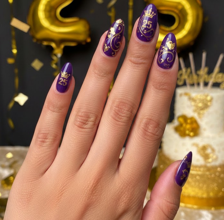 purple birthday nails