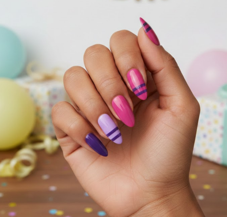 purple birthday nails