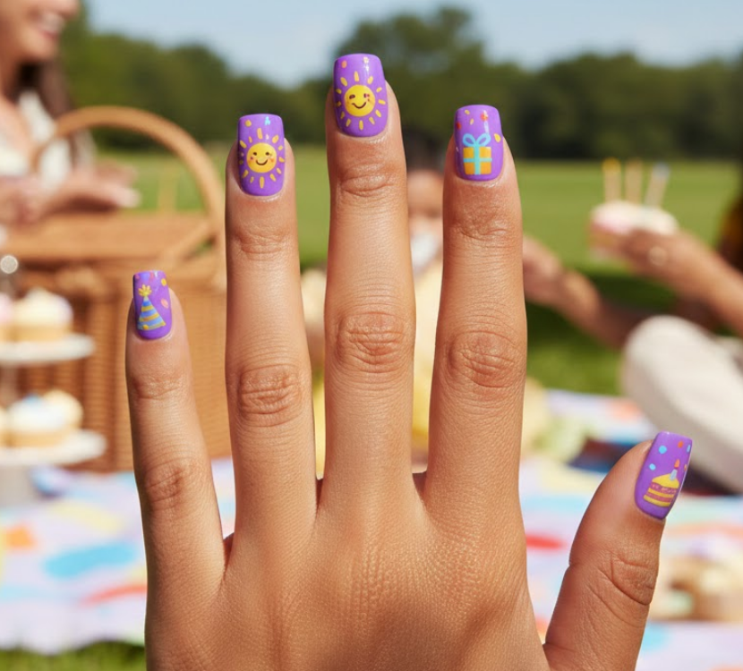 purple birthday nails