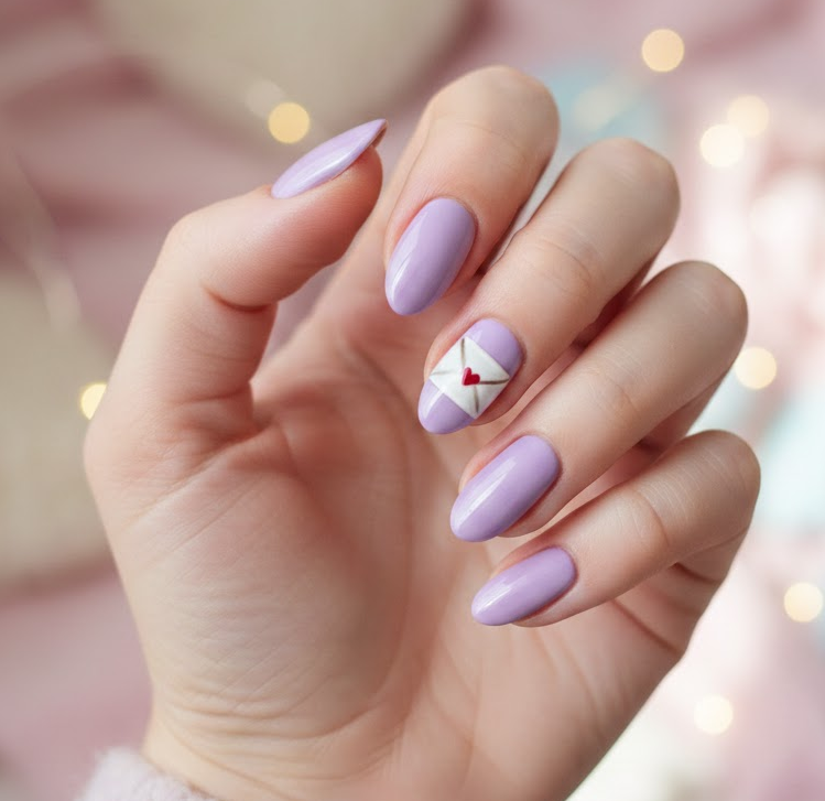 purple valentines nails