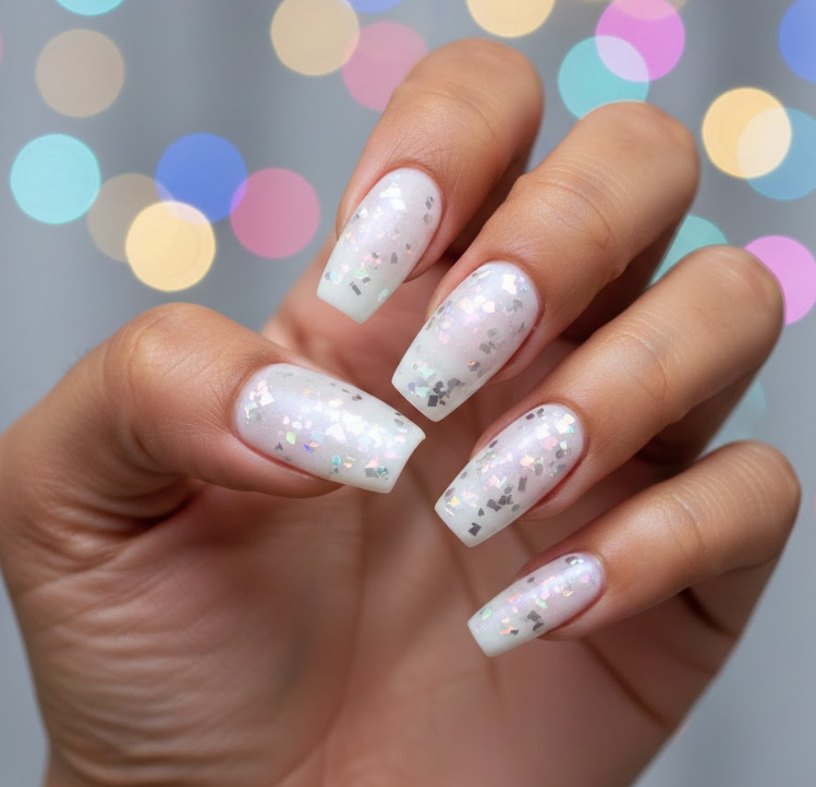white birthday nails