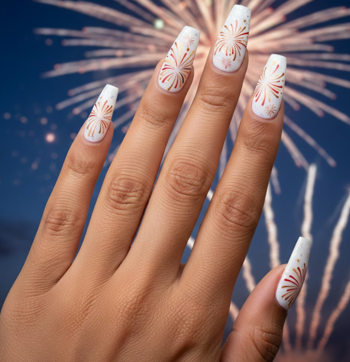 white birthday nails