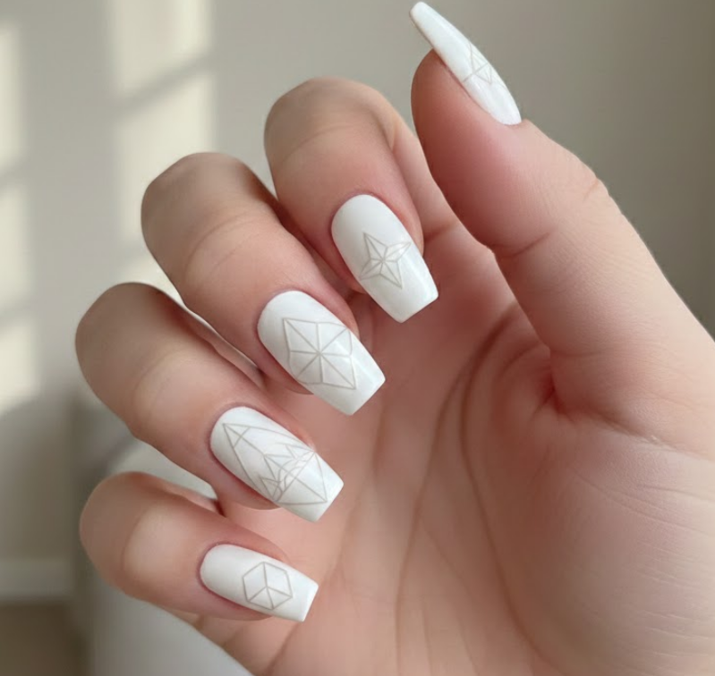 white birthday nails