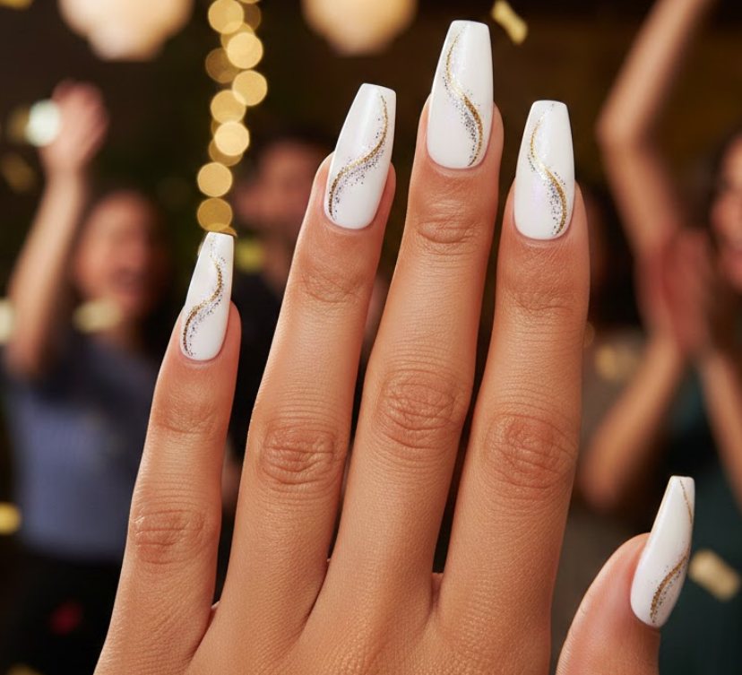 white birthday nails
