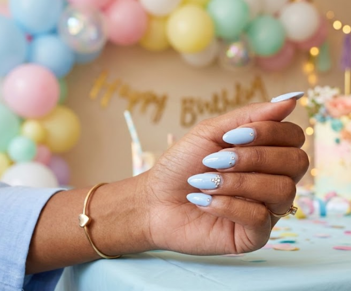 blue birthday nails