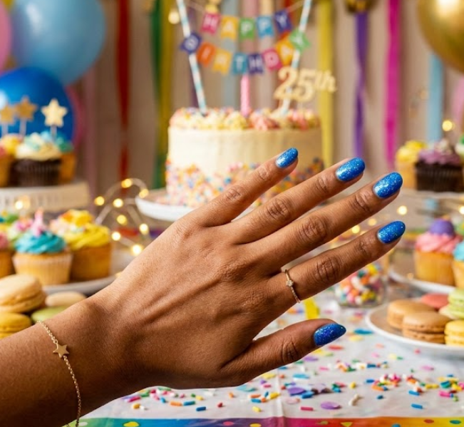 blue birthday nails