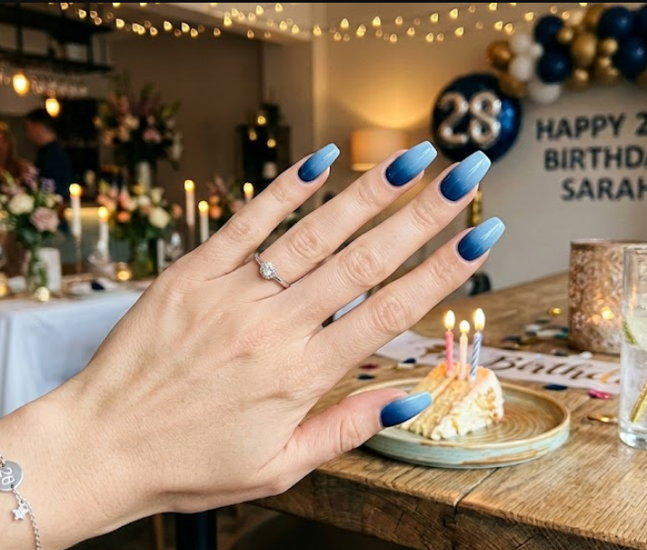 blue birthday nails