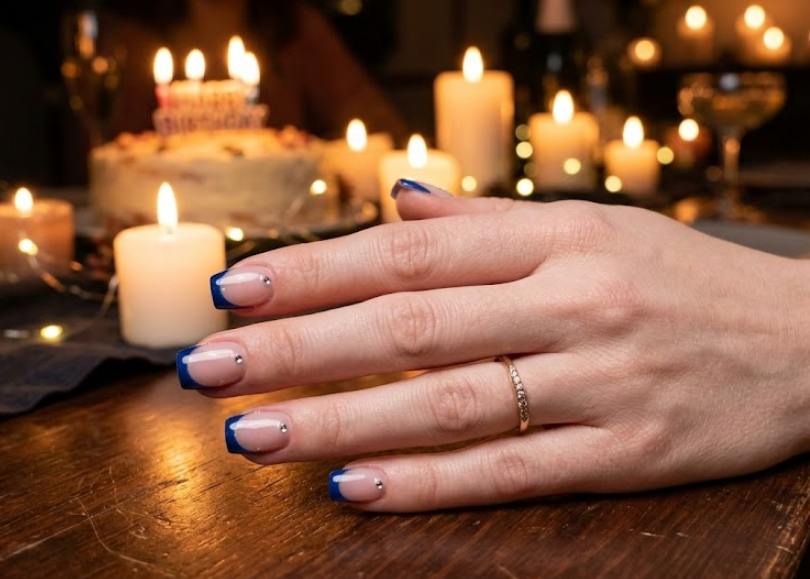 blue birthday nails