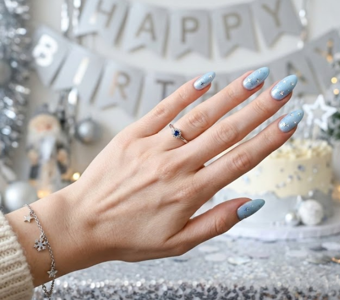 blue birthday nails