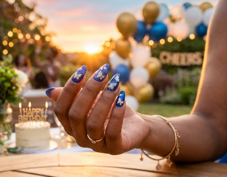 blue birthday nails