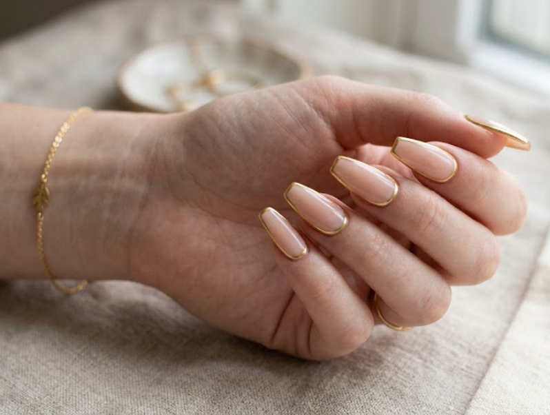 gold outline nails