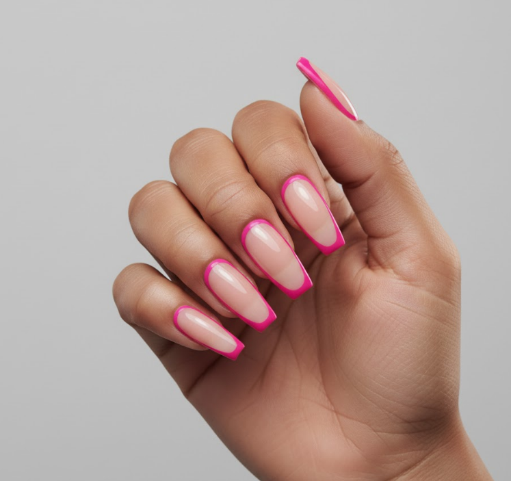 pink outline nails