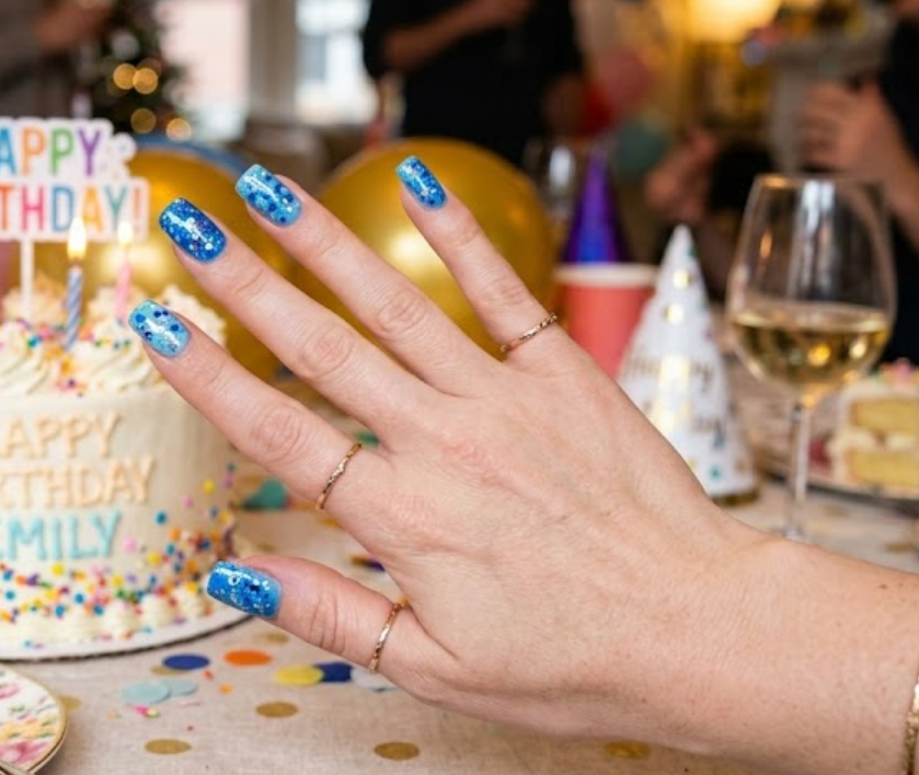 blue birthday nails