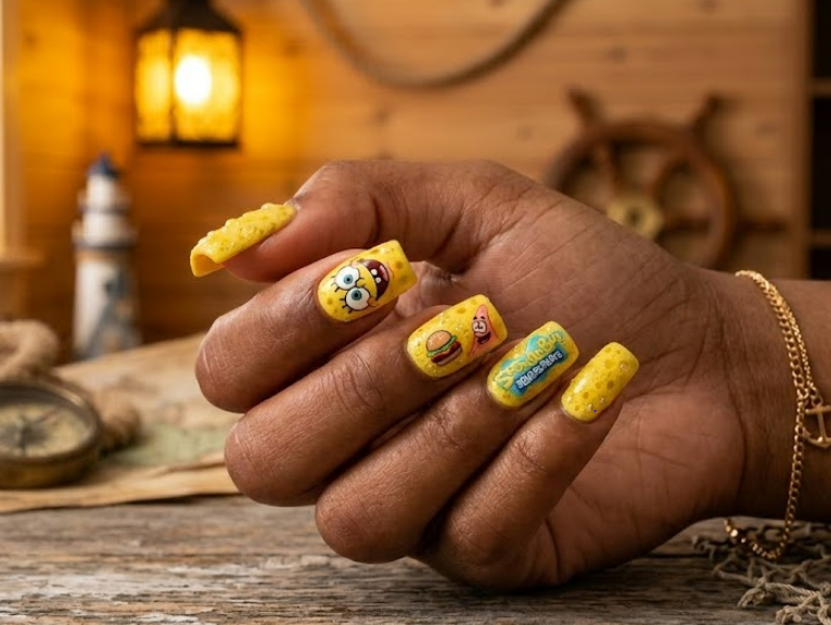 spongebob squarepants nails