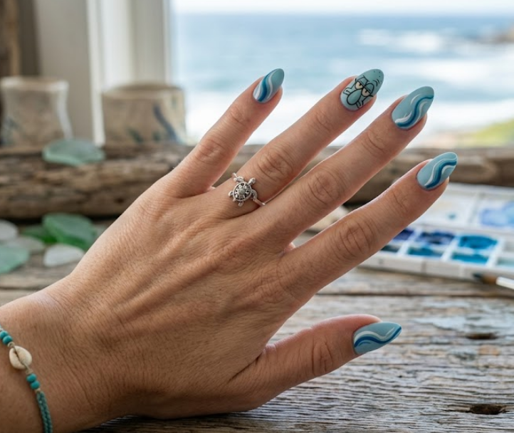 spongebob squarepants nails