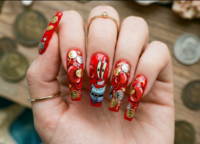 spongebob squarepants nails