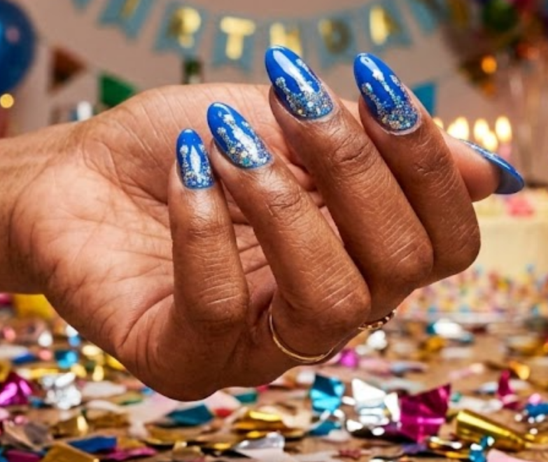 blue birthday nails