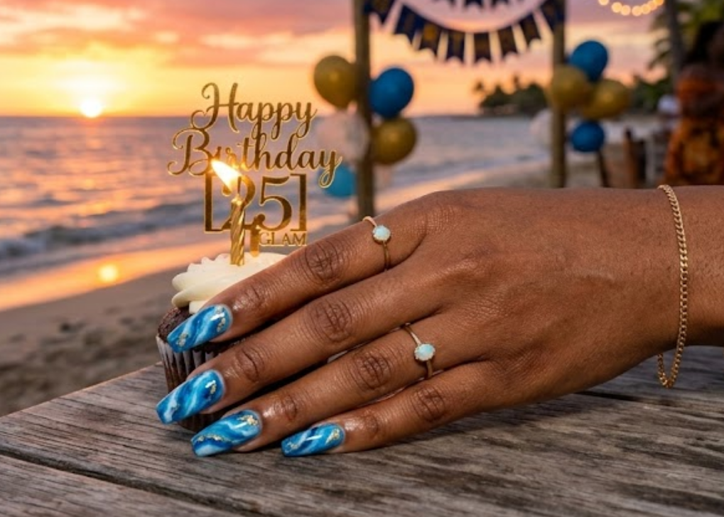 blue birthday nails