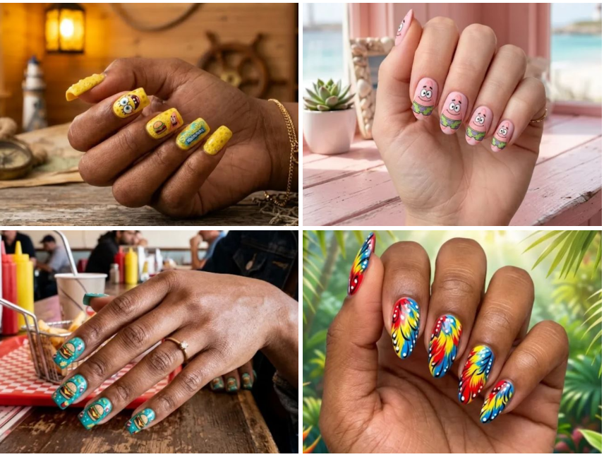 spongebob squarepants nails