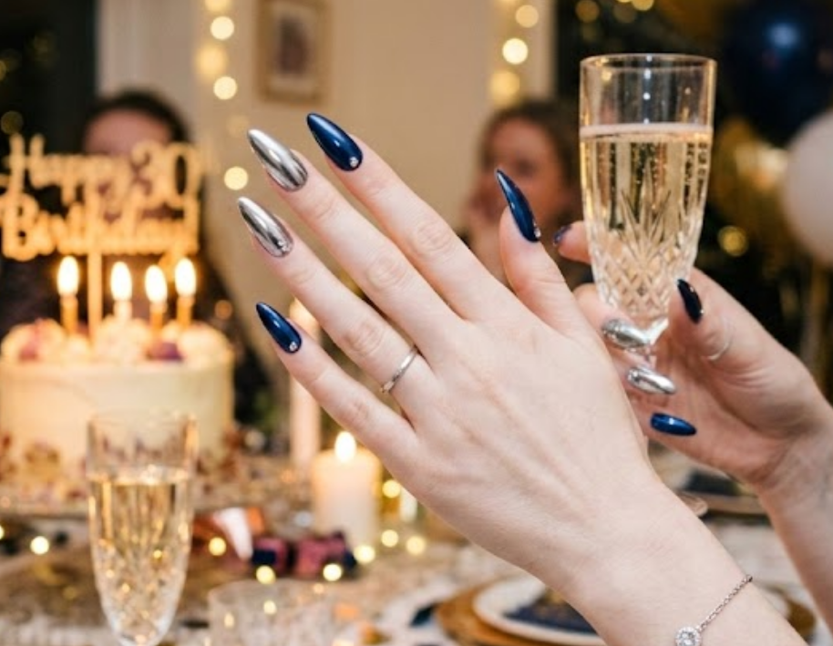 blue birthday nails