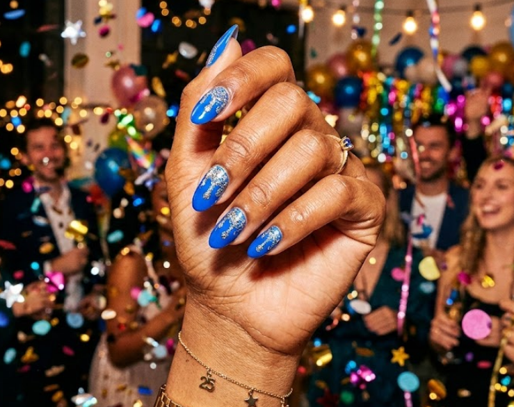 blue birthday nails