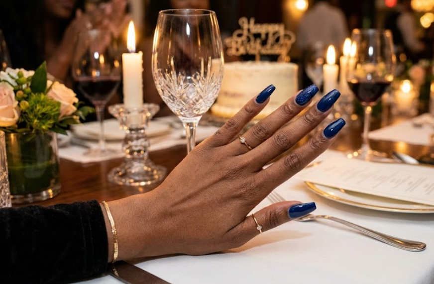 blue birthday nails