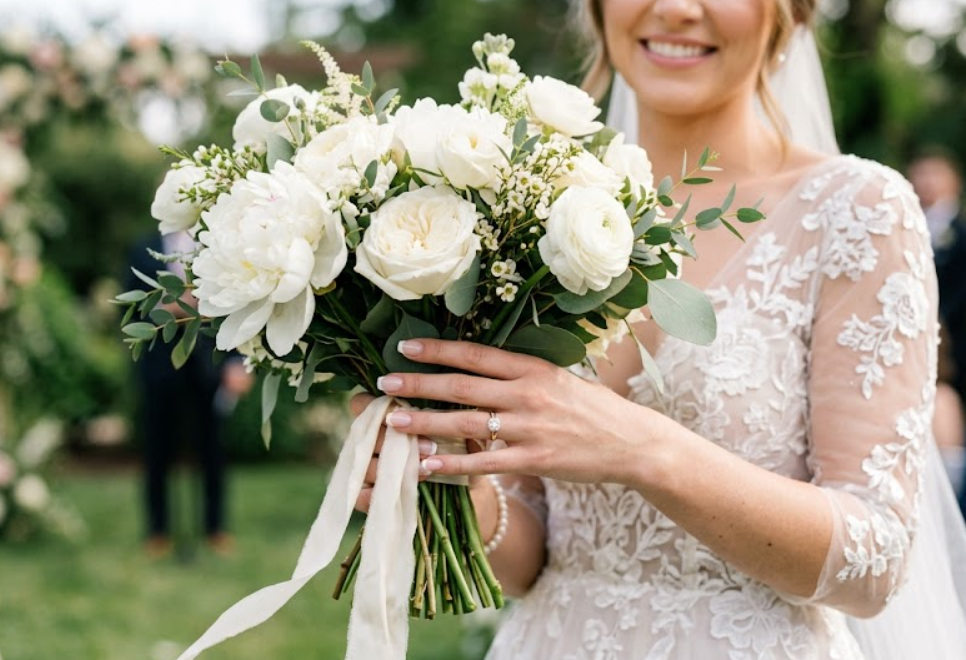 Timeless French tip bridal nails featuring a nude base and crisp white tips for a sophisticated style.