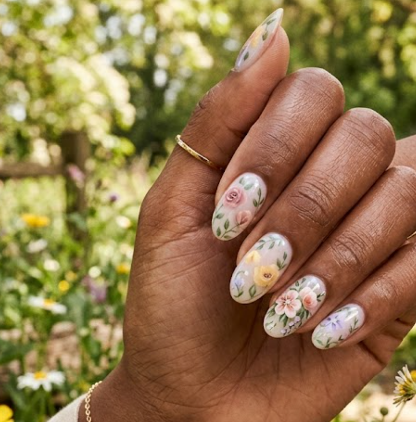 This design uses Winnie the Pooh with flowers and green nature