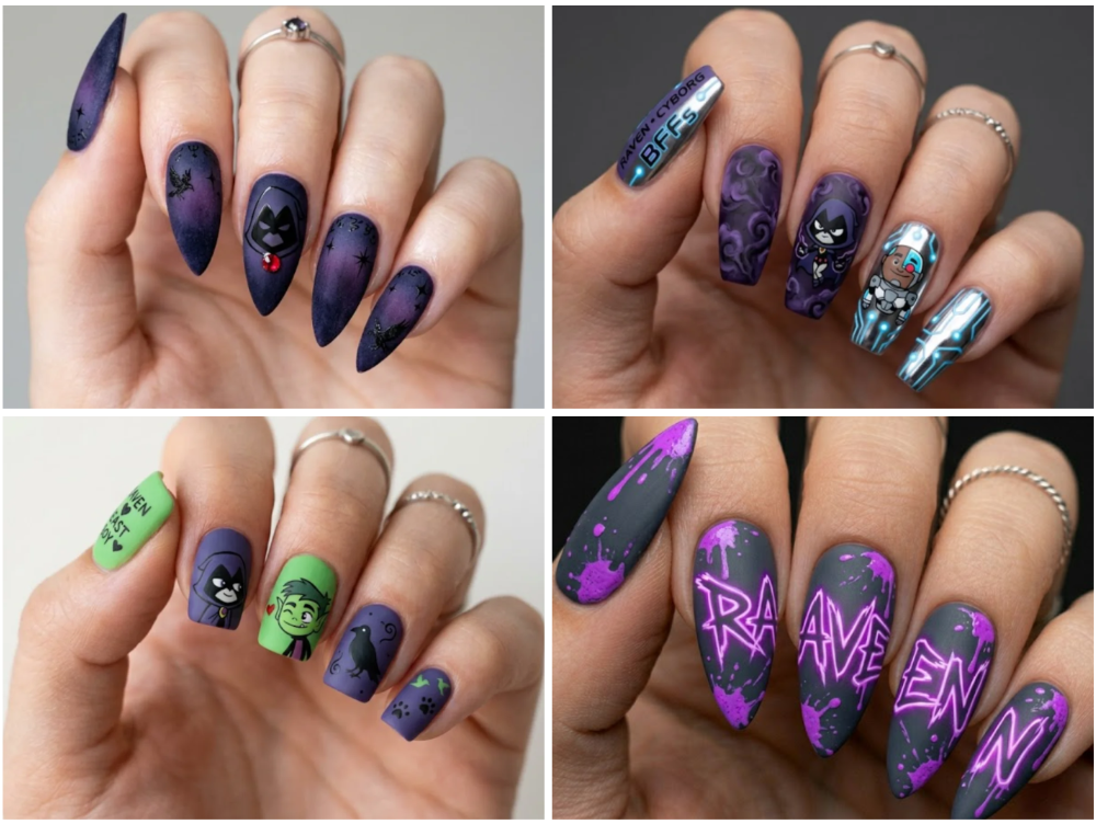 19 Stunning Raven Nail Designs Perfect for Teen Titans Fans