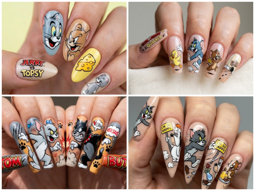 13 Cute Tom and Jerry Cartoon Nails for a Playful Look