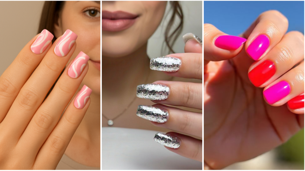 Minimalist pink and white oval nails styled perfectly for a professional corporate wardrobe look.
