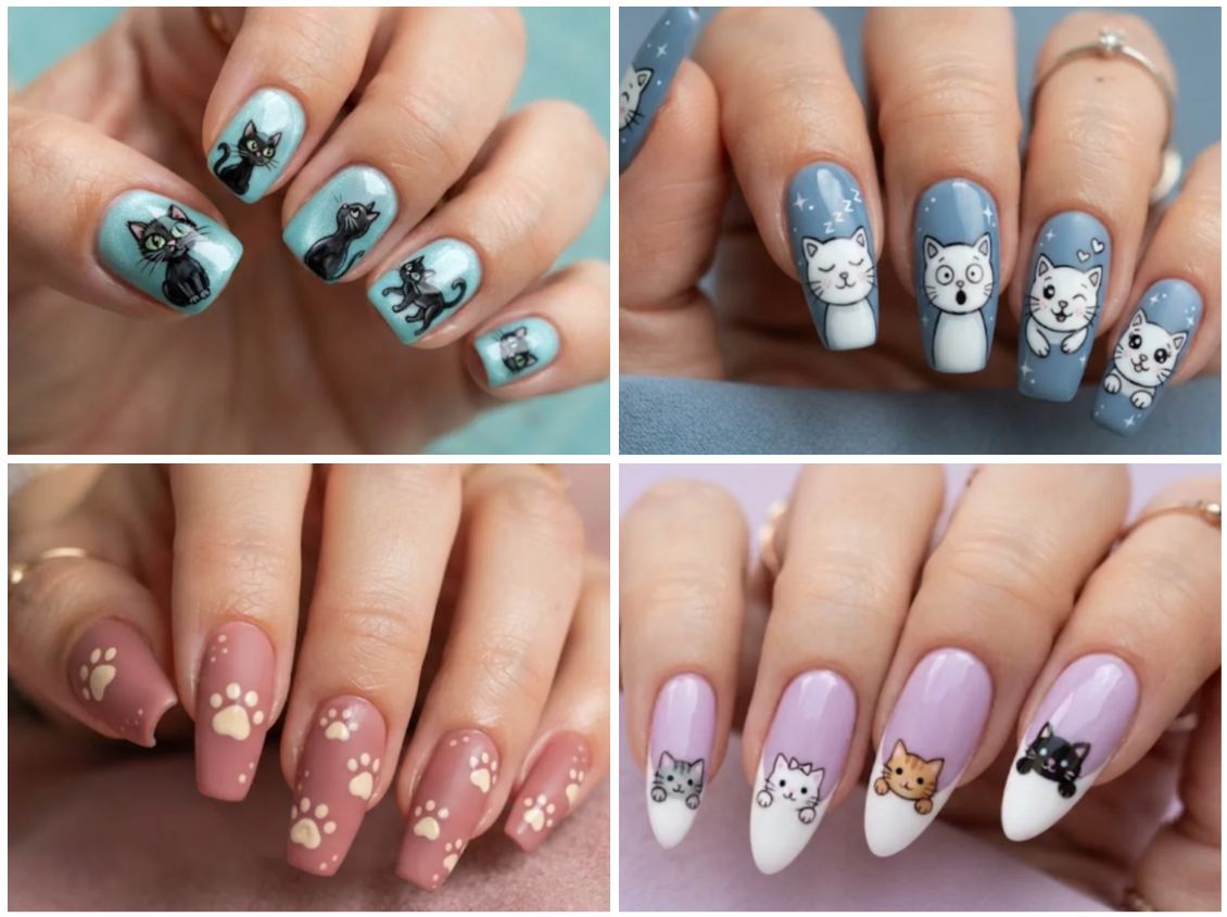50 Cute Cat Nail Designs in Every Color and Style
