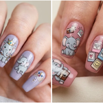 19 Creative Elephant Nail Art with Fresh Colors and Whimsical Details